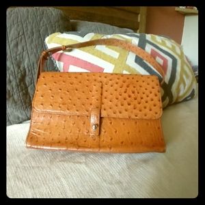DKNY ostrich print leather handbag